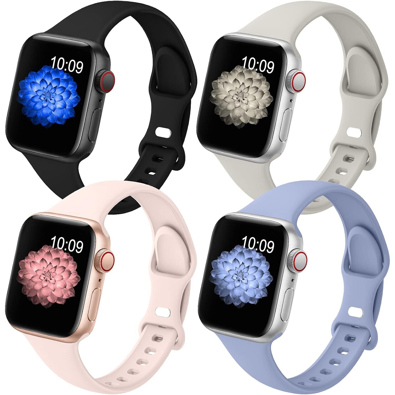 Set 4 Bratari Sport Subtiri Silicon pentru Apple Watch 38mm 40mm 41mm 42mm 44mm 45mm Multicolor eMAG.ro