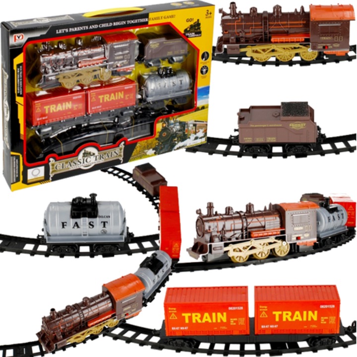 Комплект електрически влакчета, Mega Creative, светлинни/звукови ефекти, многоцветен, 46.5x32x6.5cm