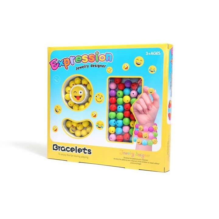 Karkötő készítő készlet, Midex, Emoji témájú, tarka, 26x24x3,5cm, +3 év