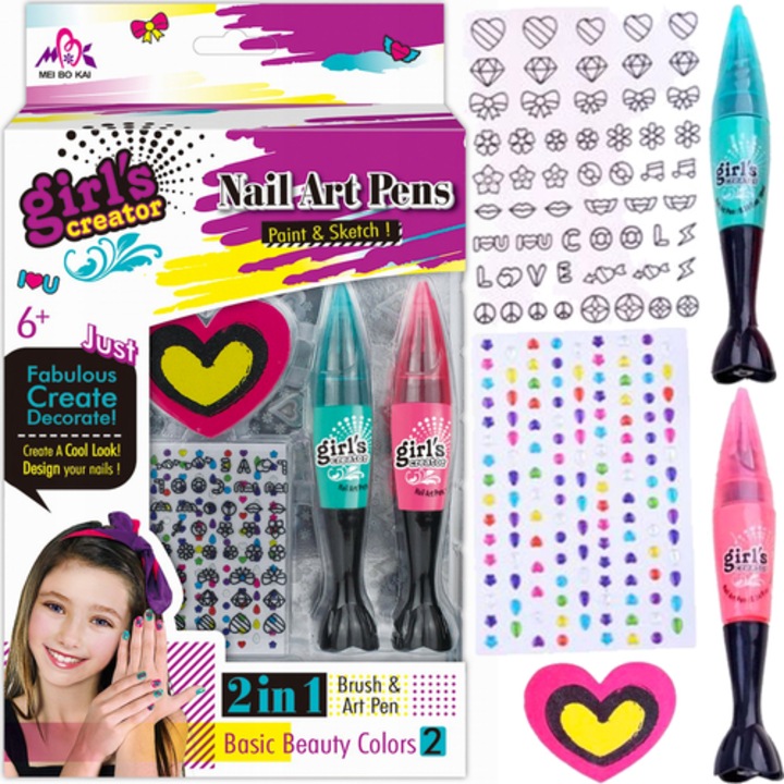 Manikűrkészlet lányoknak, Midex, 26,5 x 16,5 x 4,5 cm, Többszínű