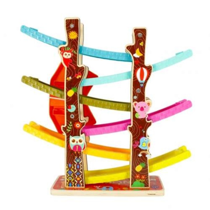 Писта с дървени коли, Mega Creative, магнитна, многоцветна, 36x34.5x10.5см