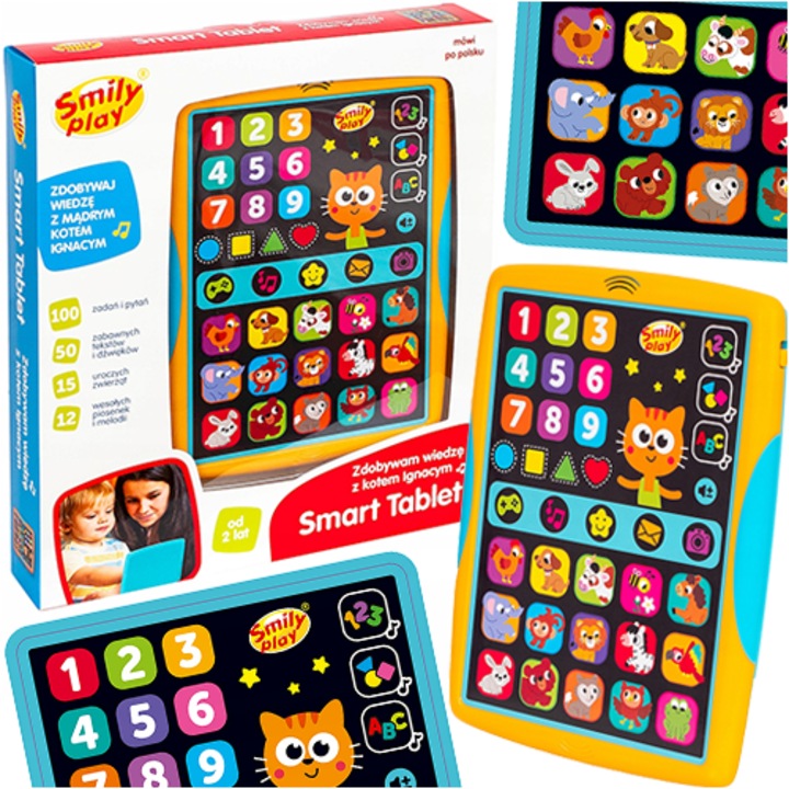 Таблет Smily Play, Образователен, Интерактивен, 100 въпроса, 12 песни, 33x29x5cm