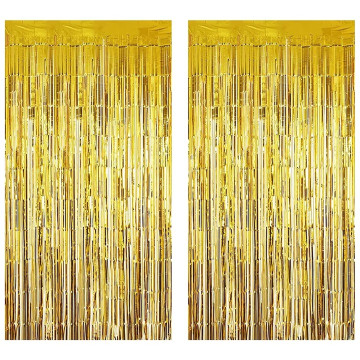 BOMSTOM 2 db dekoratív függöny készlet, alufólia, arany, 100x200 cm