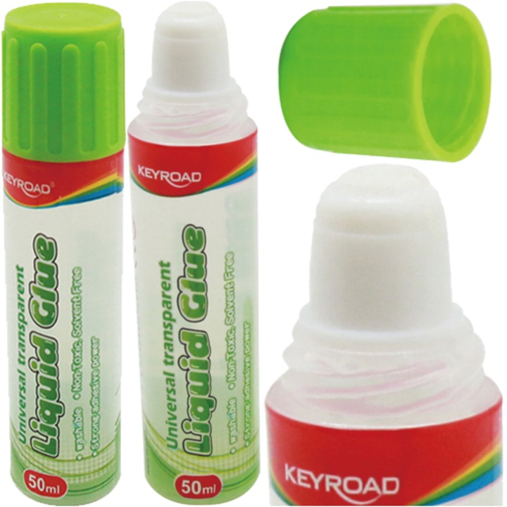 Adeziv lichid Keyroad, aplicator cu varf precis, transparent, 50ml