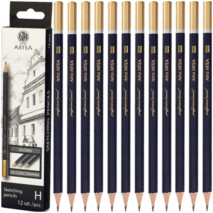 Set creioane pentru schitat, ASTRA Artea, hexagonale, lacuite, 17.5cm, 12 buc