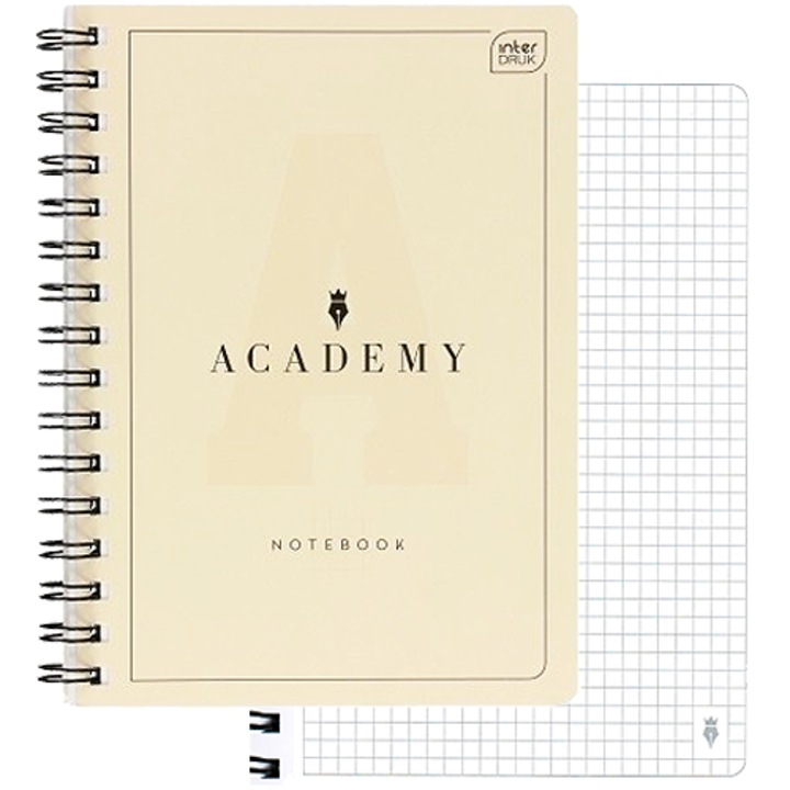 A4-es jegyzetfüzet, Interdruk, 100 lap, 90g/m², szürke kockás, spirál