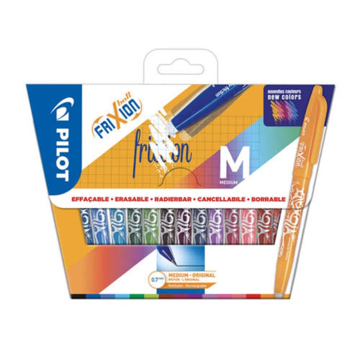 Set 15 pixuri Pilot Frixion, stersibile, multicolor, 0.7mm