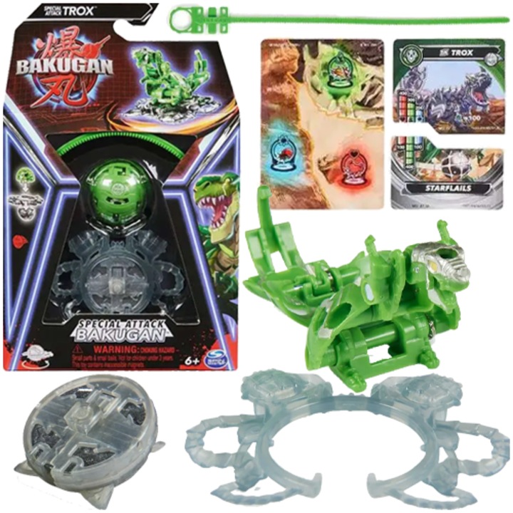 Комплект фигурки Bakugan Trox, Spin Master, 6 части, зелен, 20x13x3 см