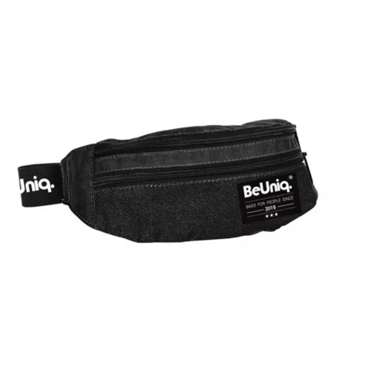 Paso kézitáska, BeUniq kollekció, elülső zsebbel, fekete, 23x15x8cm