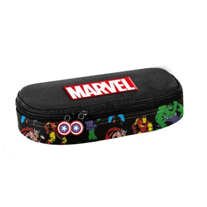 Penar scolar, Paso, Marvel Avengers, Compartiment unic, 23x10x5cm, Negru