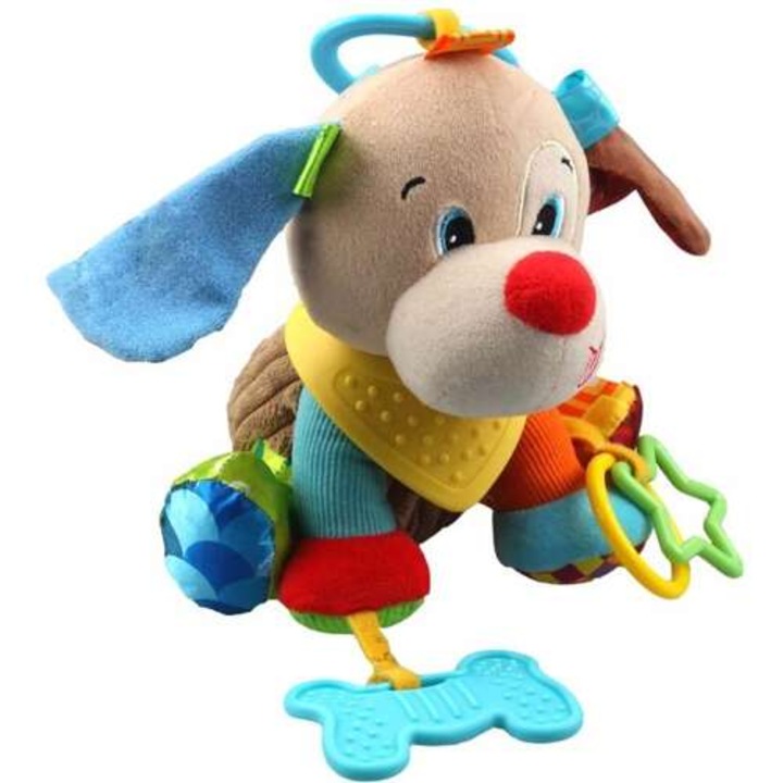 Csörgő játék, Paul kutya figura, Balibazoo, plüss, érzékszervi és oktatási funkció, sokszínű, 20cm
