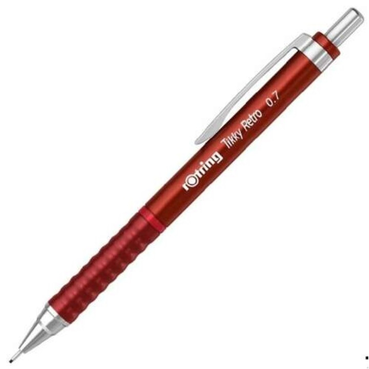 Tikky Retro mechanikus ceruza, Rotring, 0,7 mm, radírral, piros/ezüst