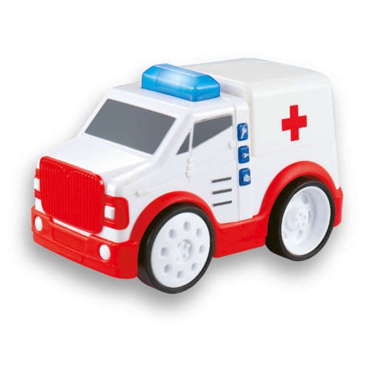 Smily Play Interaktív mentőautó, valósághű hangok, fények, 21x13,5x11,5 cm