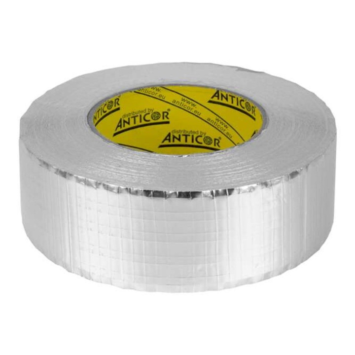 Banda izolatoare, ANTICOR, Aluminiu / Fibra sticla, 75 mm x 50 m, Argintiu