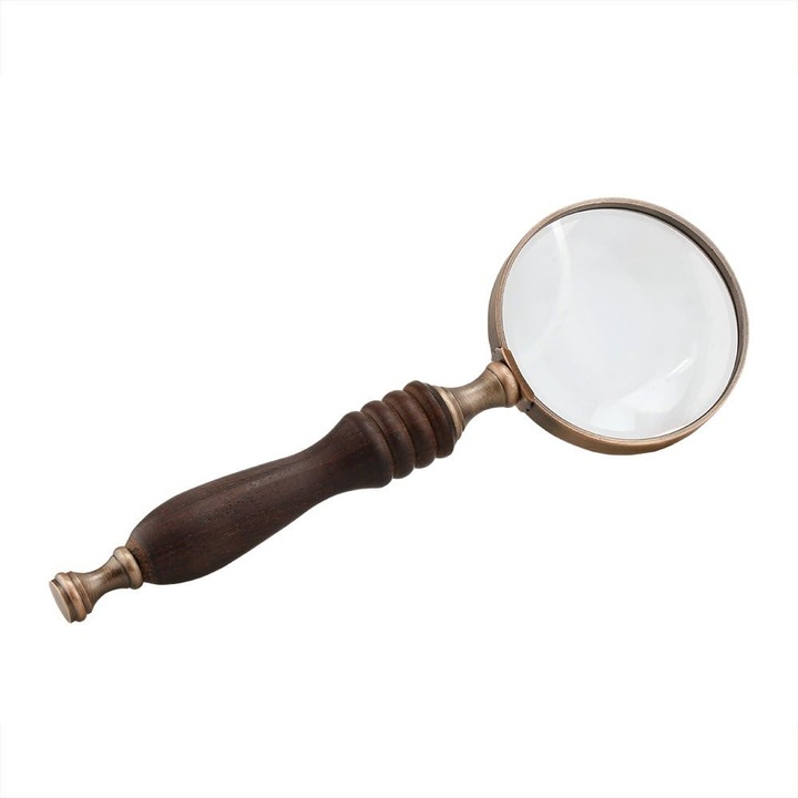 Lupa 10x Verre Grossissant Vintage Lentille à Agrandir Portable 70mm de Diametre Agrandiseur en Poignet du Bois pour Lecture, Exploration, Inspection, Cartes du Monde, Journal