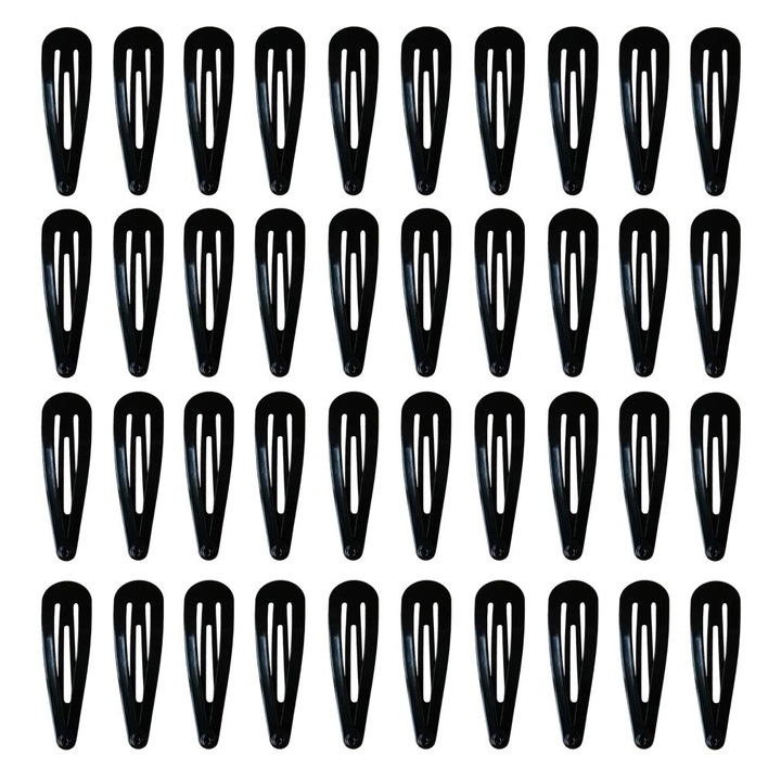 Set 40 Clips Metalice Negre pentru Par, Kengege, 4.9x1.6cm