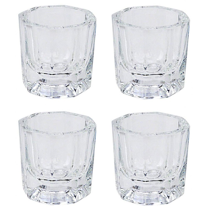 Set 4 buc. cani din sticla pentru nail art, Cozevdnt, transparent, 33x31mm