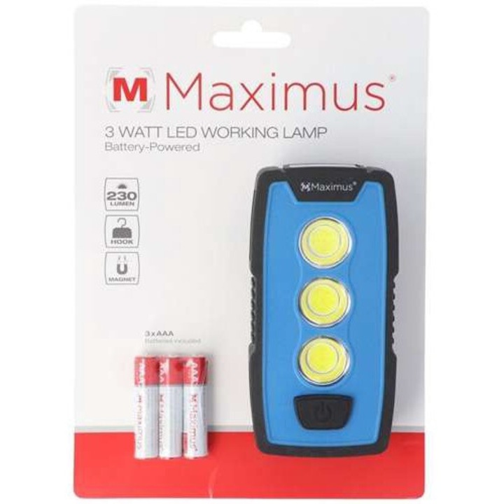 Maximus LED munkalámpa, forgó kampóval, mágneses, 22x16x3cm