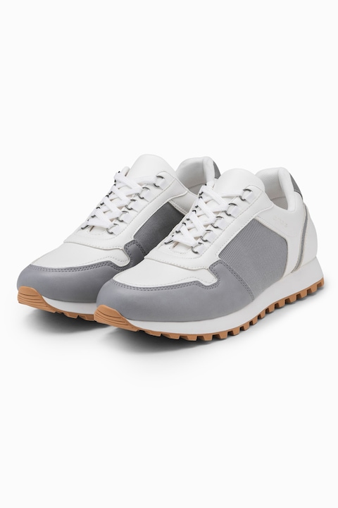 OMBRE, Sneaker műbőr részletekkel, Fehér/Szürke