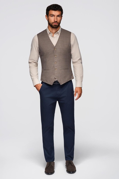 OMBRE, Pantaloni cu croiala conica si buzunare laterale, Bleumarin