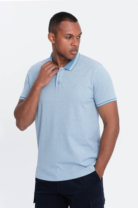 OMBRE, Galléros póló kontrasztos szegélyekkel, Világoskék