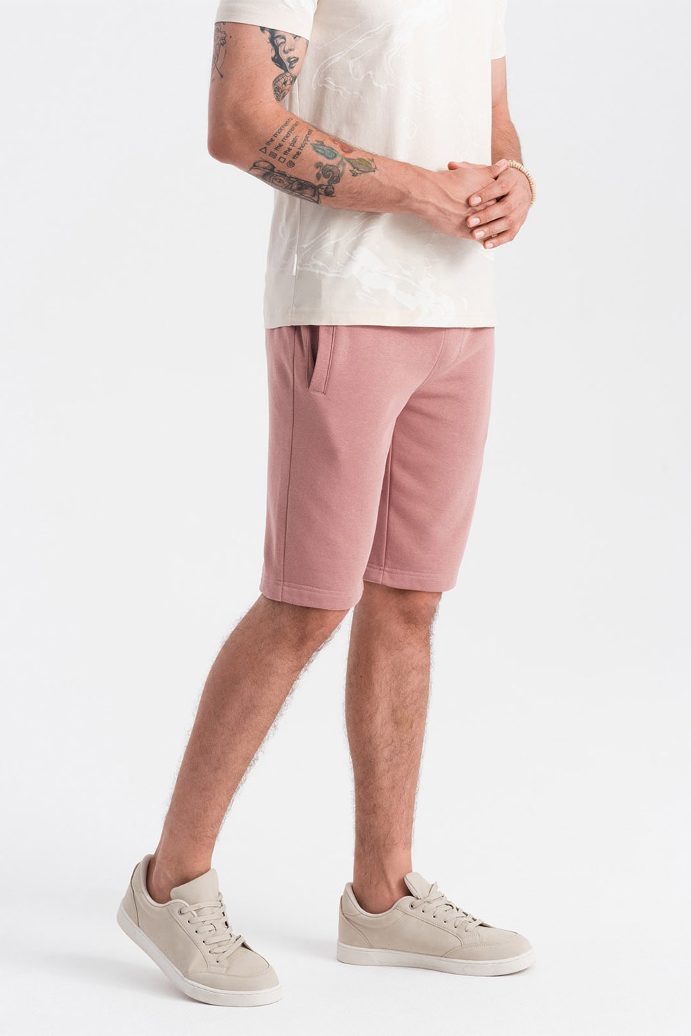 OMBRE, Pantaloni scurti de bumbac cu talie ajustabila, Roz, S