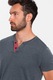 OMBRE, Tricou cu model uni si decolteu henley, Albastru prafuit, 2XL