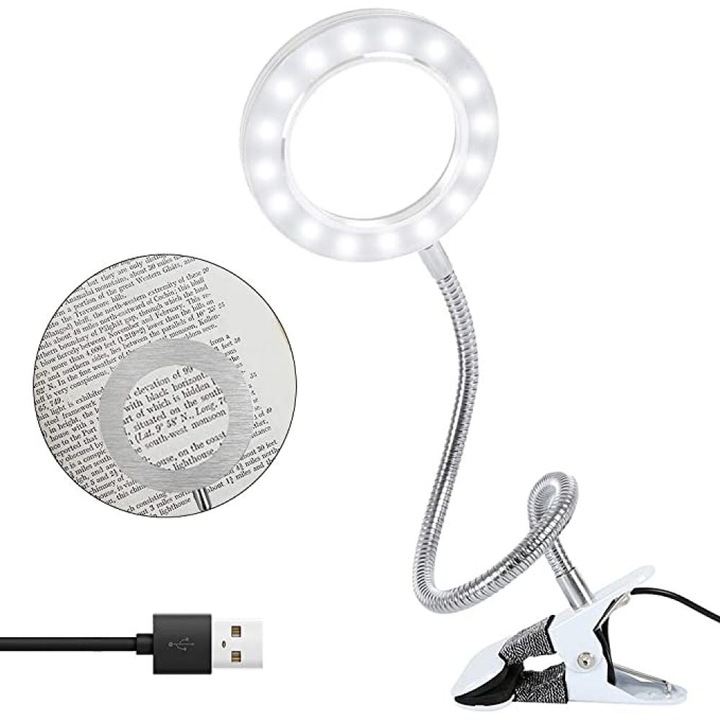 Lupa cu LED, 3X, reglabila, clema metalica, 100mm