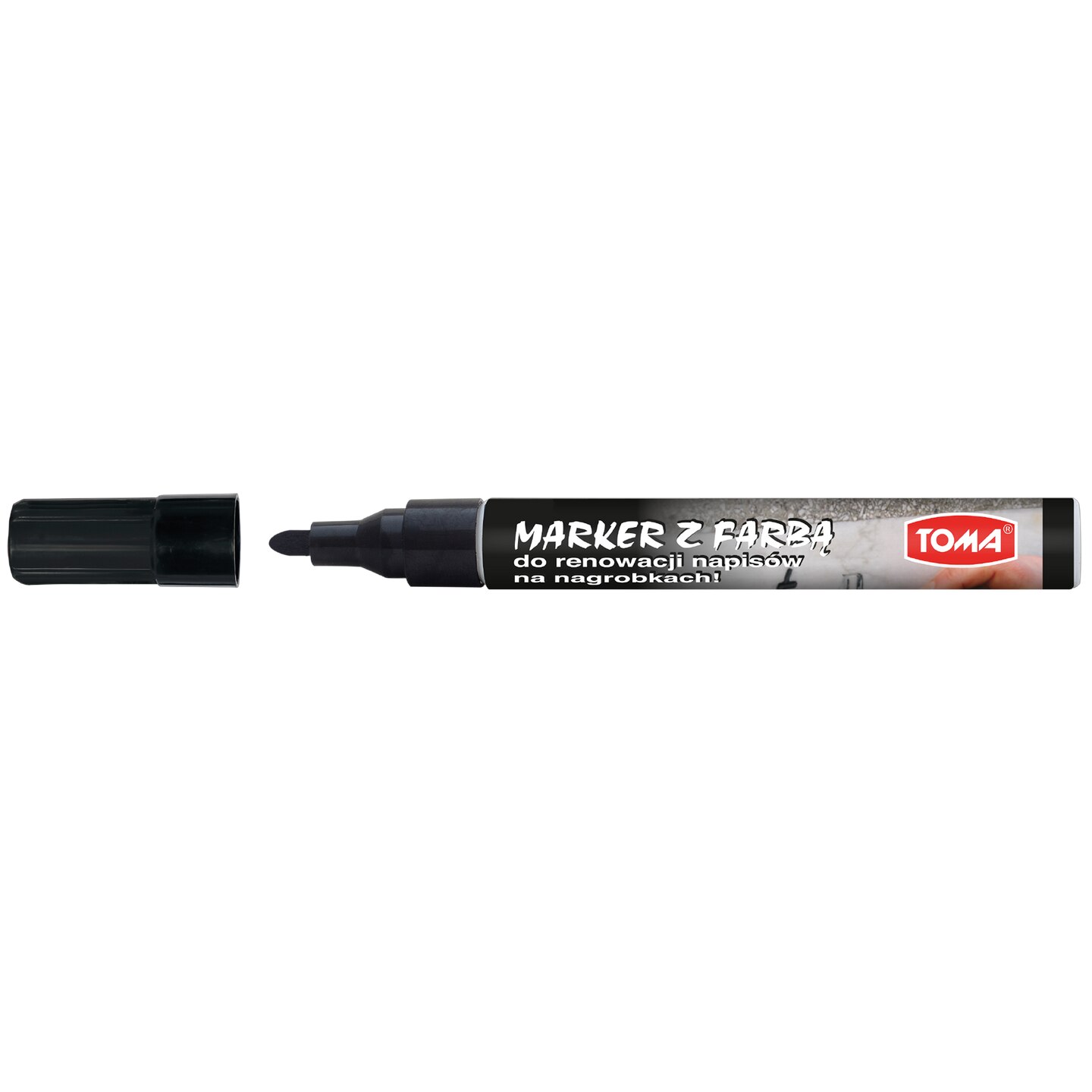 Marker de renovare pentru inscriptii pe morminte, Toma, negru, 14cm ...