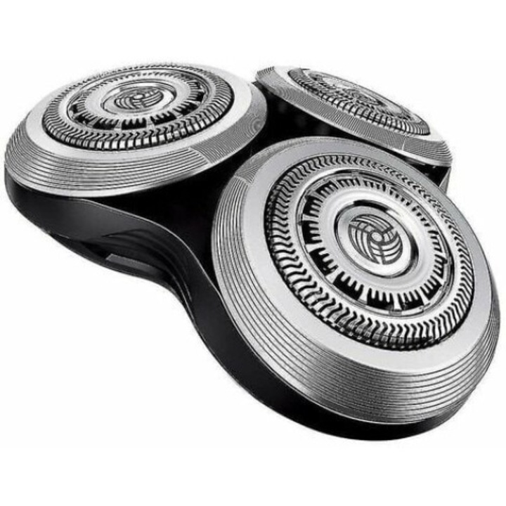 Cserefej, Philips RQ10/RQ12/S9711/S9911 borotvához, 3 fej, ABS/rozsdamentes acél, fekete/ezüst