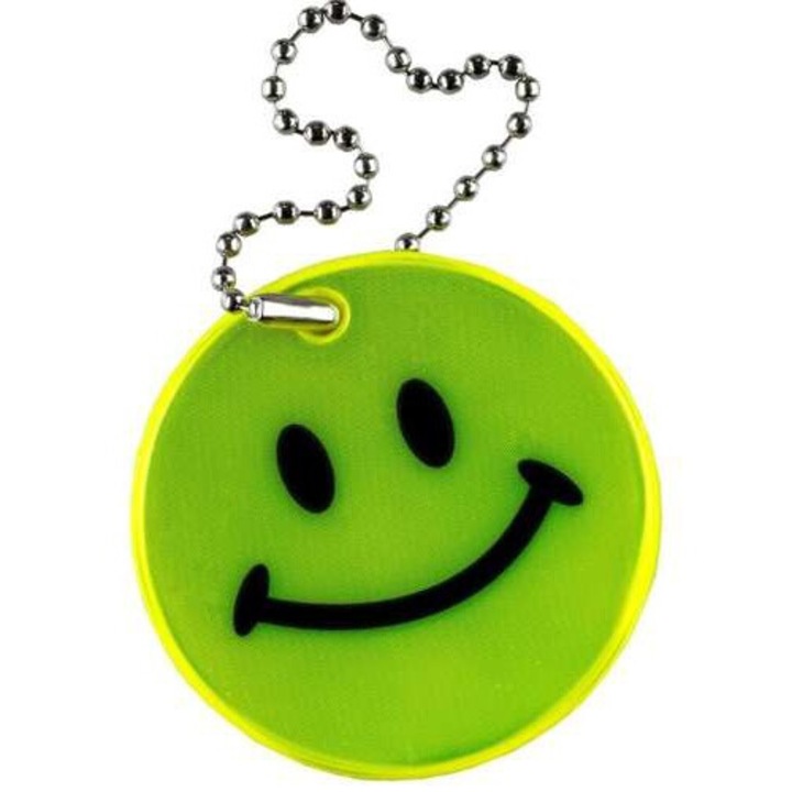 Светлоотразителен ключодържател Centrum, емотикон, 5.7x5.7cm, зелен