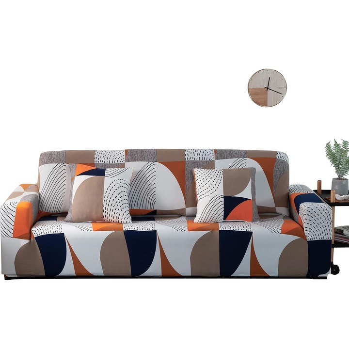 Калъф за разтегателен диван 2 места 141-180см, геометричен модел, многоцветен