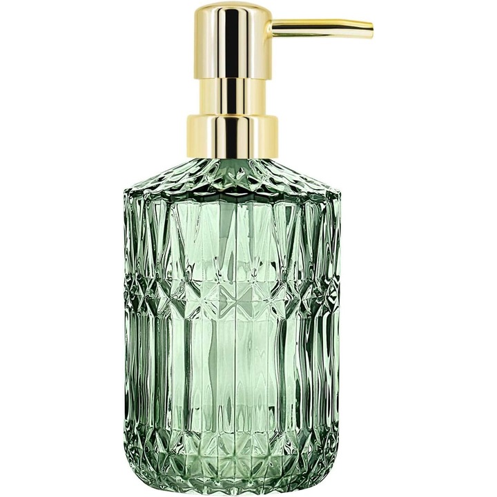Folyékony szappan adagoló, vastag üveg, kristály dizájn, zöld, fürdőszobába és konyhába