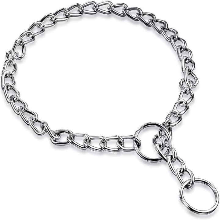 Zgarda metalica pentru caini, 6mm x 55cm, ajustabila, confortabila, pentru toate rasele