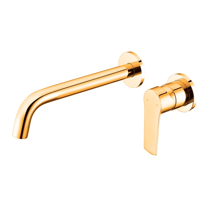 Baterie lavoar, monocomanda, incastrata in perete, gold