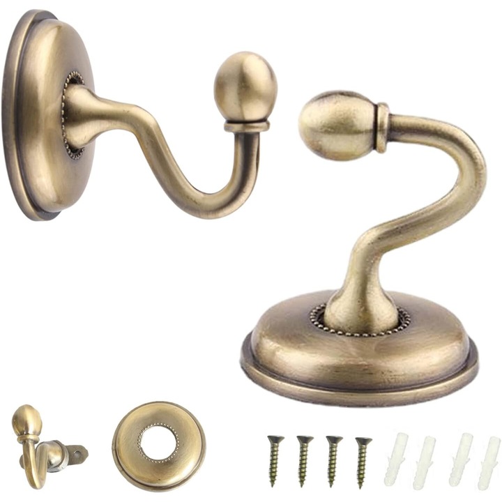 Set 2 suporturi pentru perdele, bronz, design scandinav, usor de instalat