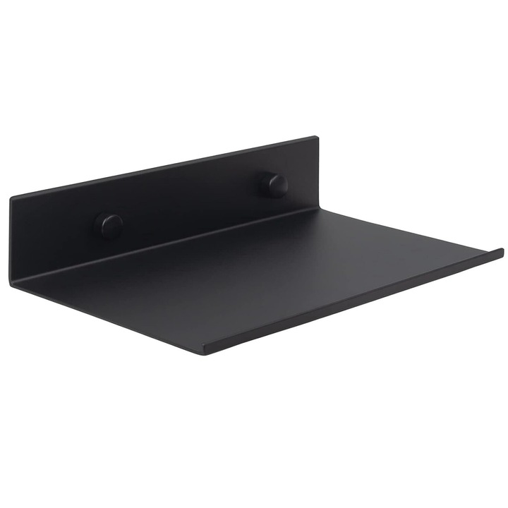 Set de 2 Rafturi de perete, aluminiu spatial, rezistent la coroziune, negru, 20x12x4cm