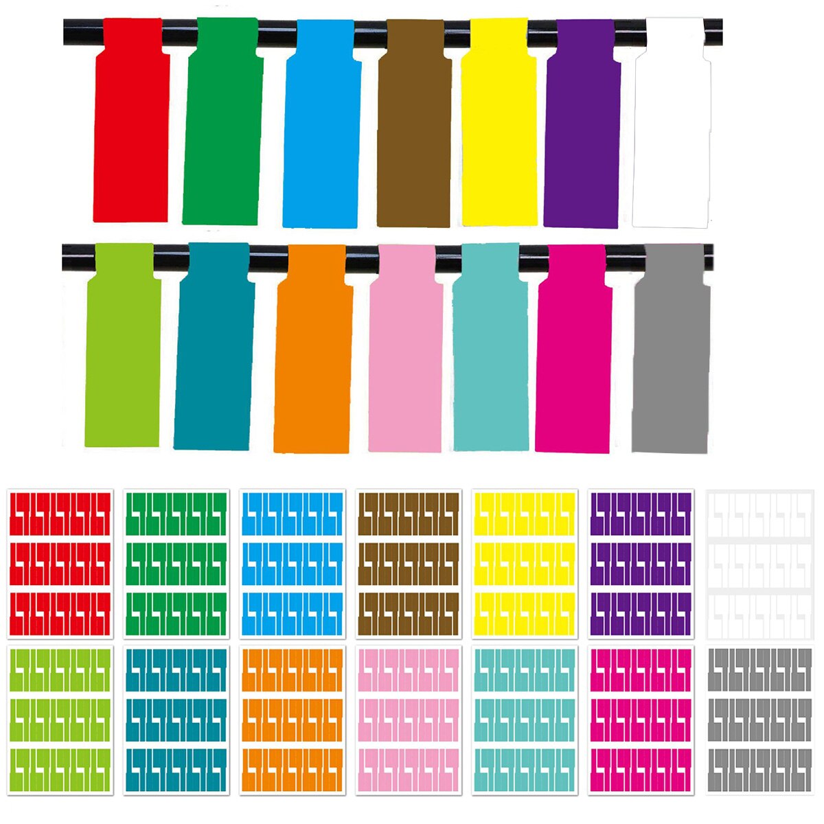 Cabluri Plastic Colorate Etichete autoadezive pentru cabluri, set 420 bucati, colorate ...