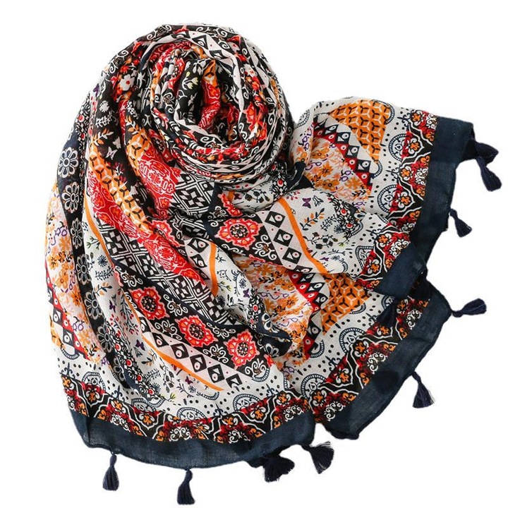 Елегантен шал, QttvbTna, полиестер, червен, 180x90см