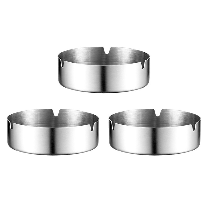 Set Scrumiere, set, inox, argintiu, 10x10x3cm