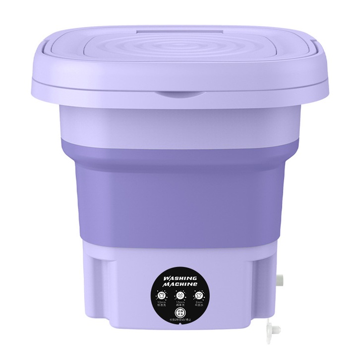Masina de spalat portabila Enforose, mini pliabila, eficienta energetica, violet, 0.01 kWh/h