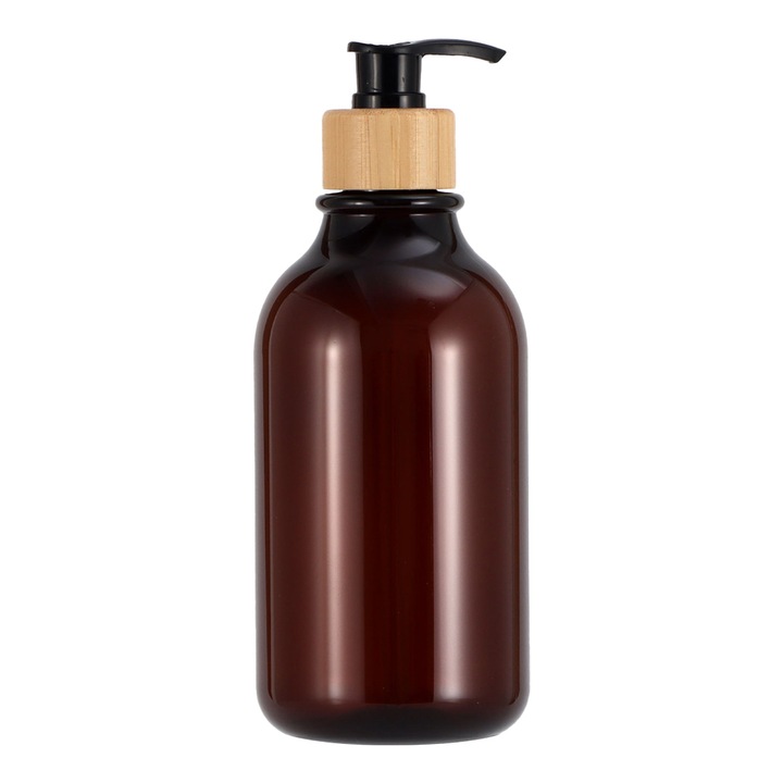 Szappanadagoló, Enforose, 2 darabos készlet, újrahasználható műanyag, bambusz pumpa, borostyán színű