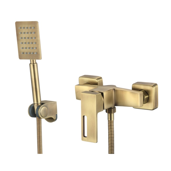 Стенен смесител за душ, античен бронз