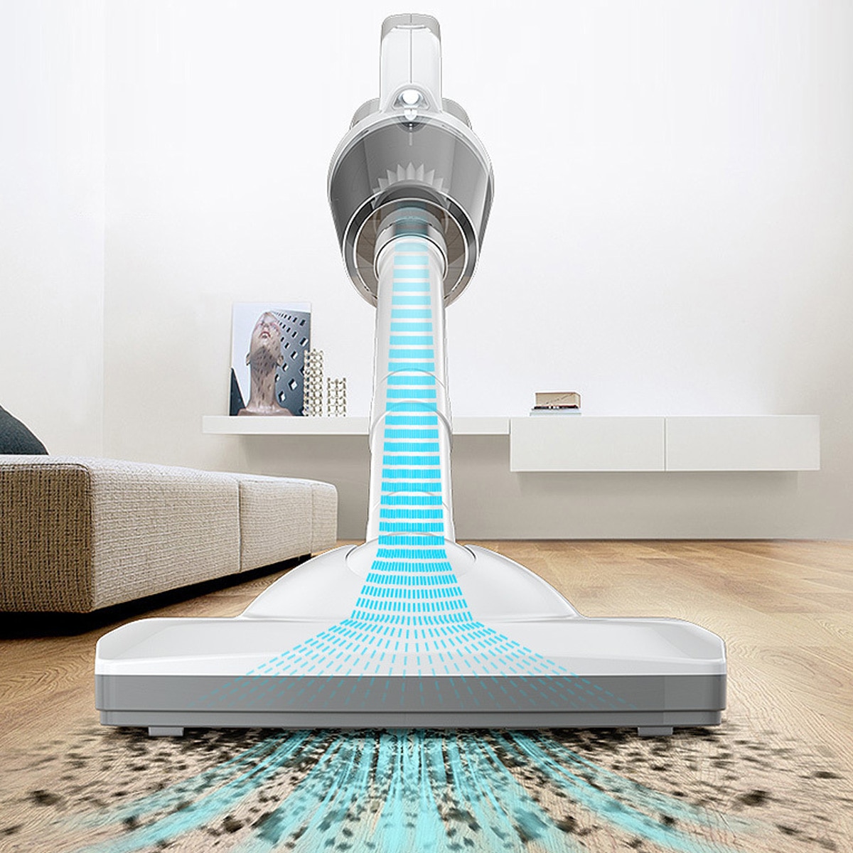 Aspirator cu perie fara sac, 12000Pa, cu lumina frontala LED, baterie de 6000mAh, autonomie de 30 de minute, incarcare de 4-5 ore