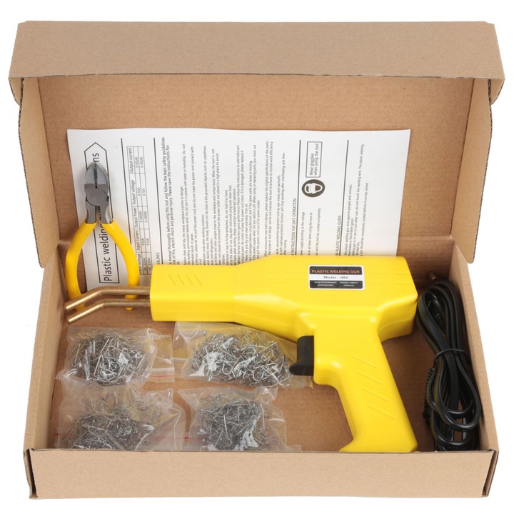 Kit de reparare plastic cu pistol de sudura, AMRINUGL, maner ergonomic, efect impermeabil, incalzire rapida
