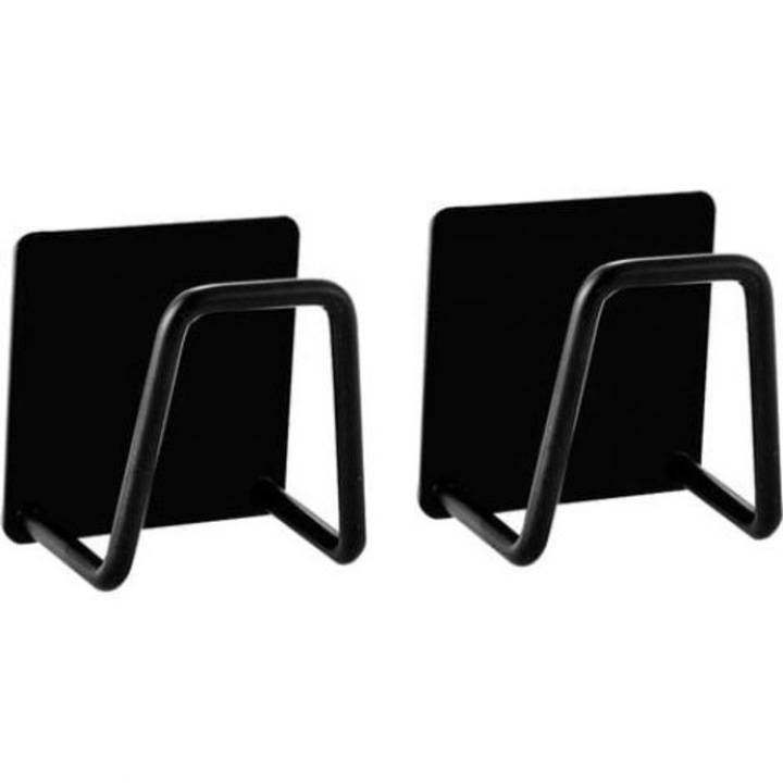 Suport burete bucatarie, otel inoxidabil, negru, 5.5x5.5x3cm, set 2 bucati
