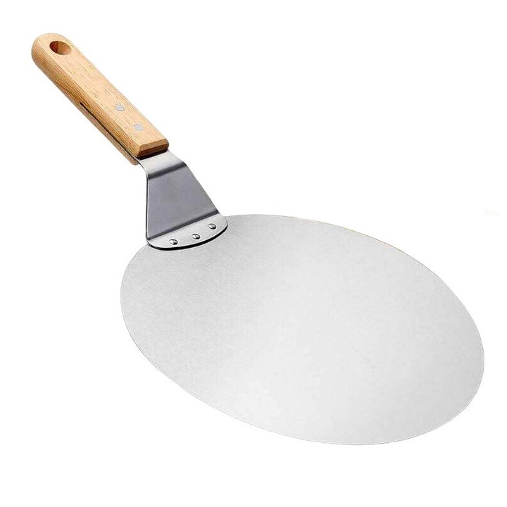 Paleta pentru pizza, Inox, cu maner din lemn, 25.50x43.50cm