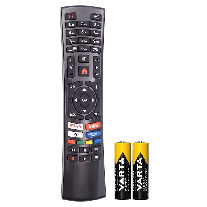 Дистанционно за телевизор GSC ® съвместимо с Vortex, LEDV-32V551S, LEDV-40V550S, Netflix, Youtube, Prime Video, черно, включени батерии