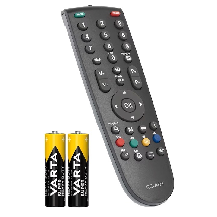 GSC ® TV дистанционно управление, Grundig съвместимо, RC-AD1/RC-YC1, черно, включени батерии