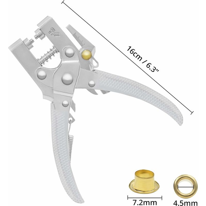 Клещи за уши със 100 отвора - 16 см, 7,2 мм, за тъкани, дрехи, обувки, чанти и занаяти
